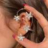 Alloy Butterfly Ear Clip With Diamond And Geometric Design For Women