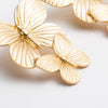 Alloy Butterfly Earrings With Electroplating And Metal Texture Cold Style For Female