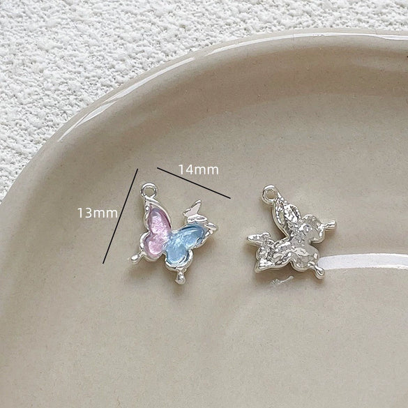 Alloy Butterfly Moon Pendant Diy Handmade Bracelet Necklace Beaded Mobile Phone Chain Accessories Electroplating