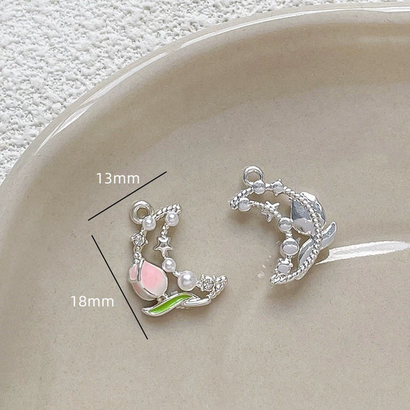 Alloy Butterfly Moon Pendant Diy Handmade Bracelet Necklace Beaded Mobile Phone Chain Accessories Electroplating
