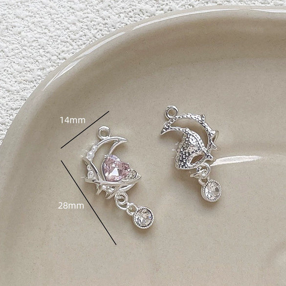 Alloy Butterfly Moon Pendant Diy Handmade Bracelet Necklace Beaded Mobile Phone Chain Accessories Electroplating