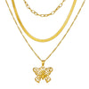 Alloy Butterfly Pendant Multilayer Snake Bone Chain Necklace With Electroplating