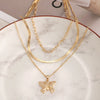 Alloy Butterfly Pendant Multilayer Snake Bone Chain Necklace With Electroplating