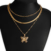 Alloy Butterfly Pendant Multilayer Snake Bone Chain Necklace With Electroplating
