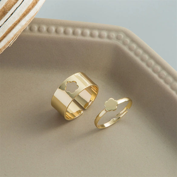 Alloy Butterfly Punk Style Couple Ring Set With Geometric Pattern And Electroplating Treatment