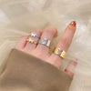 Alloy Butterfly Punk Style Couple Ring Set With Geometric Pattern And Electroplating Treatment