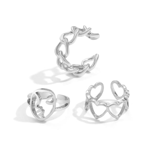 Alloy Butterfly Punk Style Couple Ring Set With Geometric Pattern And Electroplating Treatment