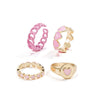 Alloy Butterfly Punk Style Couple Ring Set With Geometric Pattern And Electroplating Treatment
