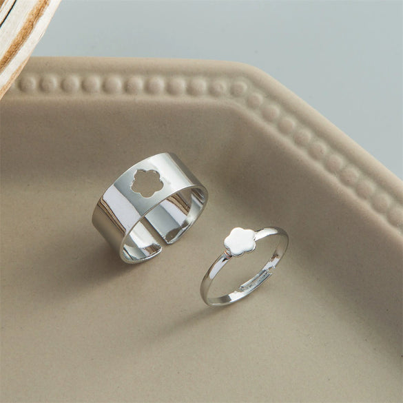 Alloy Butterfly Punk Style Couple Ring Set With Geometric Pattern And Electroplating Treatment