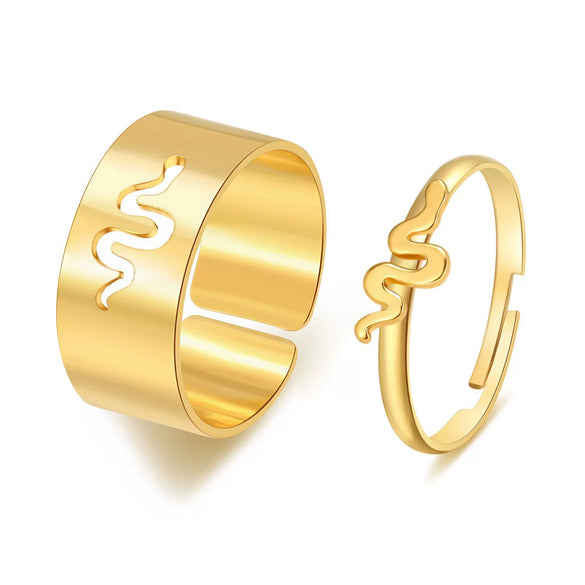 Alloy Butterfly Punk Style Couple Ring Set With Geometric Pattern And Electroplating Treatment