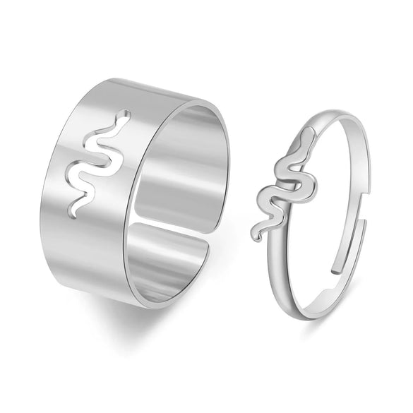 Alloy Butterfly Punk Style Couple Ring Set With Geometric Pattern And Electroplating Treatment
