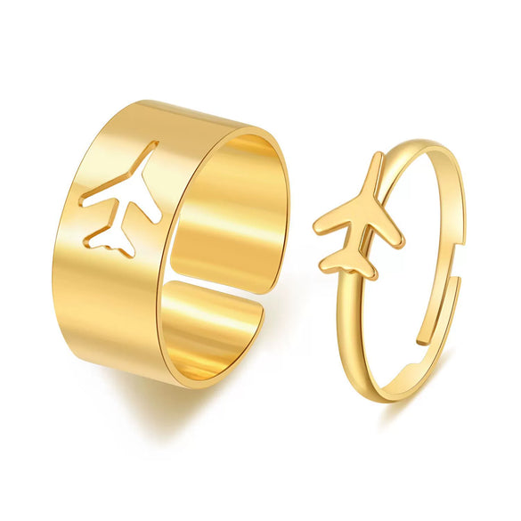 Alloy Butterfly Punk Style Couple Ring Set With Geometric Pattern And Electroplating Treatment