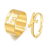 Alloy Butterfly Punk Style Couple Ring Set With Geometric Pattern And Electroplating Treatment