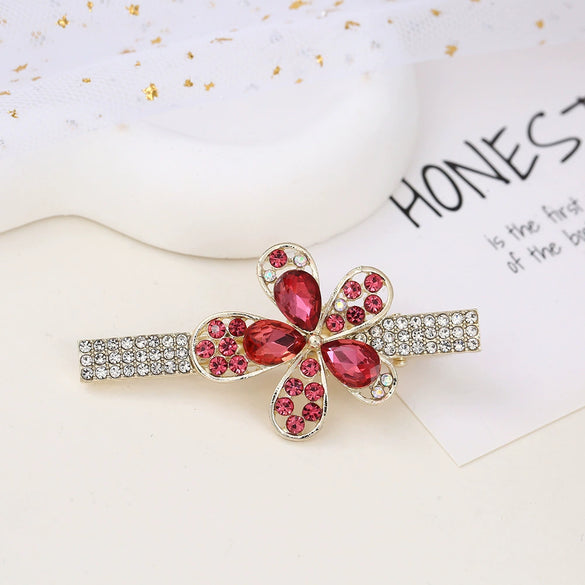 Alloy Butterfly Rhinestone Duckbill Side Clip Hairpin For Women Set With Diamonds