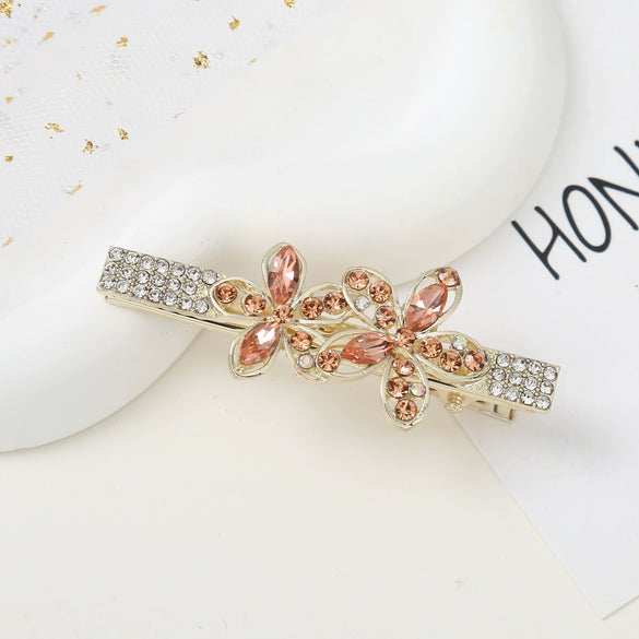 Alloy Butterfly Rhinestone Duckbill Side Clip Hairpin For Women Set With Diamonds