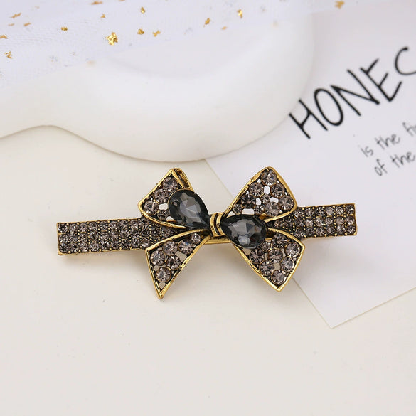 Alloy Butterfly Rhinestone Duckbill Side Clip Hairpin For Women Set With Diamonds