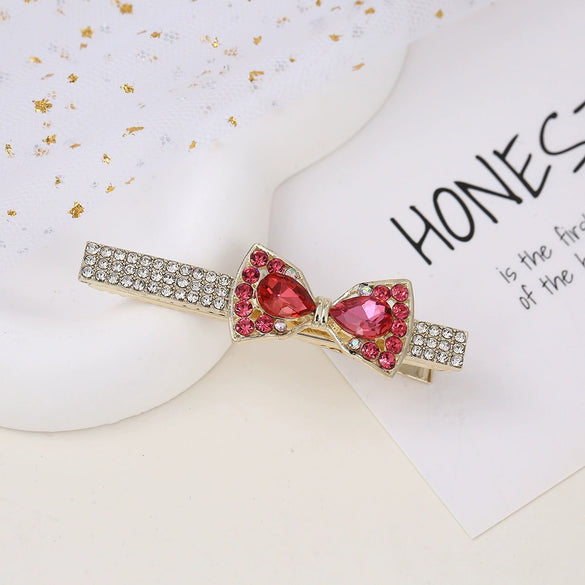 Alloy Butterfly Rhinestone Duckbill Side Clip Hairpin For Women Set With Diamonds