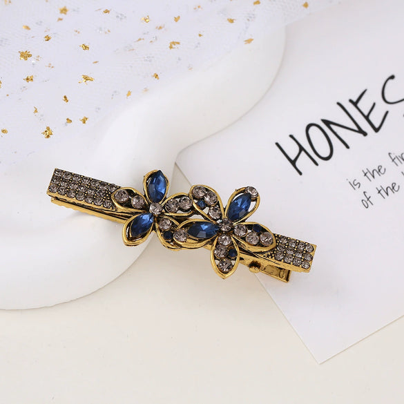 Alloy Butterfly Rhinestone Duckbill Side Clip Hairpin For Women Set With Diamonds