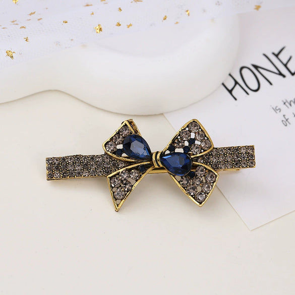 Alloy Butterfly Rhinestone Duckbill Side Clip Hairpin For Women Set With Diamonds