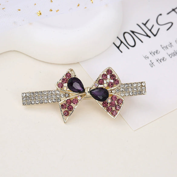 Alloy Butterfly Rhinestone Duckbill Side Clip Hairpin For Women Set With Diamonds