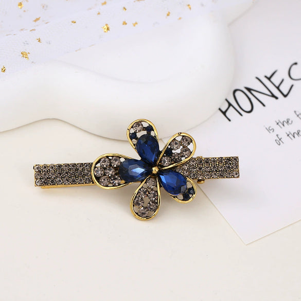 Alloy Butterfly Rhinestone Duckbill Side Clip Hairpin For Women Set With Diamonds