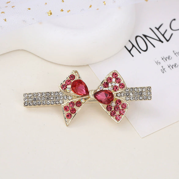 Alloy Butterfly Rhinestone Duckbill Side Clip Hairpin For Women Set With Diamonds