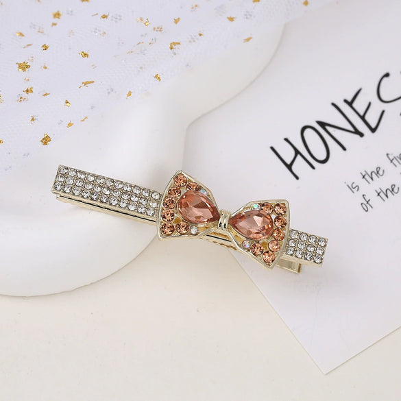 Alloy Butterfly Rhinestone Duckbill Side Clip Hairpin For Women Set With Diamonds