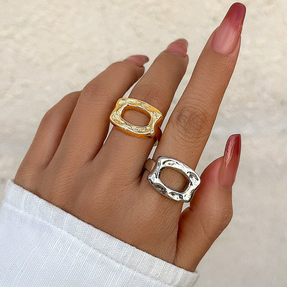 Alloy Butterfly Ring For Women With Bow And Geometric Pattern And Electroplating Treatment
