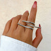 Alloy Butterfly Ring For Women With Bow And Geometric Pattern And Electroplating Treatment