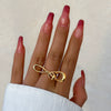 Alloy Butterfly Ring For Women With Bow And Geometric Pattern And Electroplating Treatment