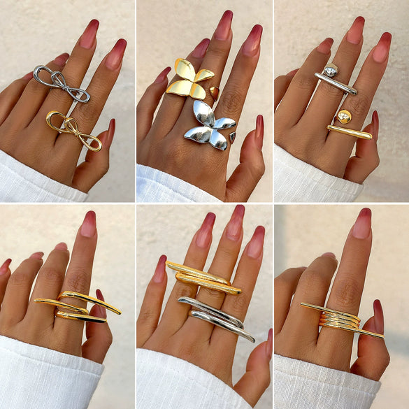 Alloy Butterfly Ring For Women With Bow And Geometric Pattern And Electroplating Treatment