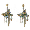 Alloy Butterfly Tassel Earrings Set With Diamonds Geometric Animal Zodiac Retro Sophisticated For Women