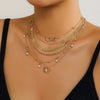 Alloy Butterfly Tassel Pendant Stacked Suit Necklace With Cross Chain And Electroplating Animal Zodiac Design