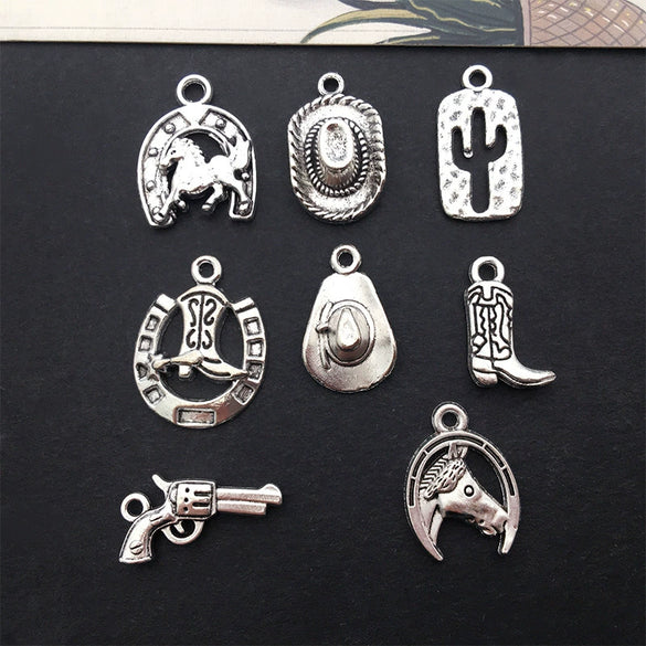 Alloy Cactus Western Denim Hat Electroplating Creative Diy Pendant Accessories For Bracelet Necklace Keychain