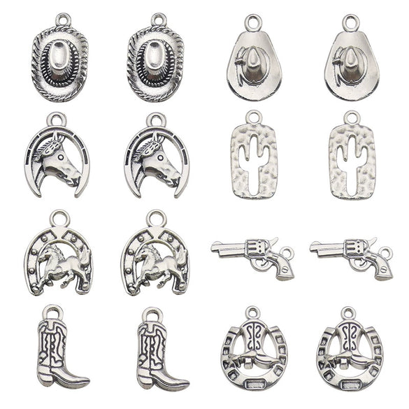 Alloy Cactus Western Denim Hat Electroplating Creative Diy Pendant Accessories For Bracelet Necklace Keychain
