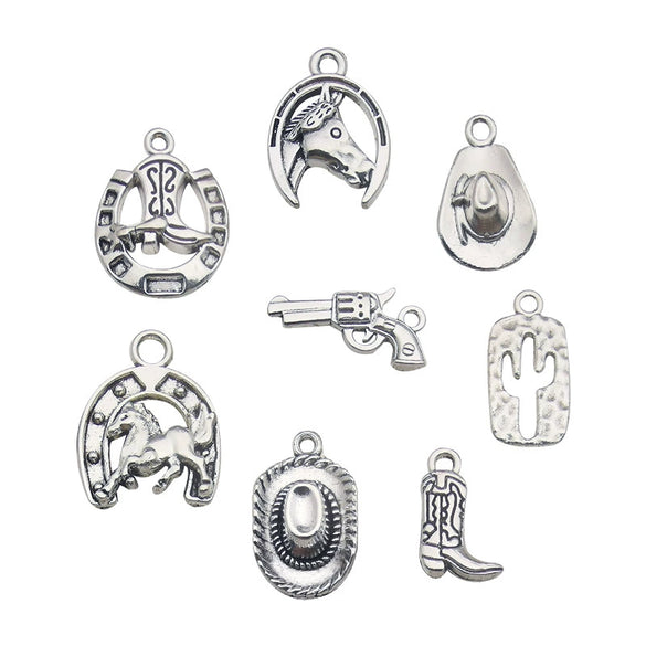 Alloy Cactus Western Denim Hat Electroplating Creative Diy Pendant Accessories For Bracelet Necklace Keychain