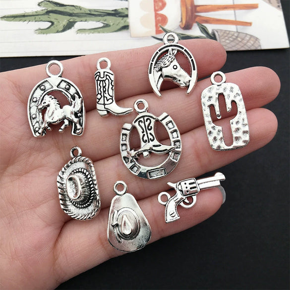 Alloy Cactus Western Denim Hat Electroplating Creative Diy Pendant Accessories For Bracelet Necklace Keychain