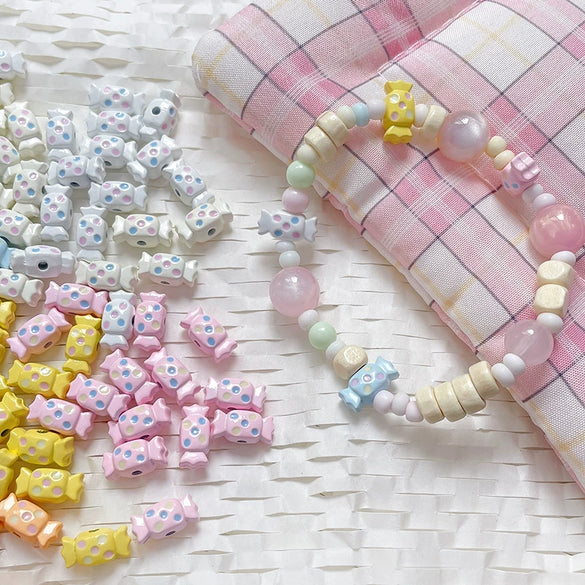 Alloy Candy Shape Loose Beads With Color Wave Dot Handpainted And Baking Paint For Diy Bracelet Necklace Mobile Phone Chain