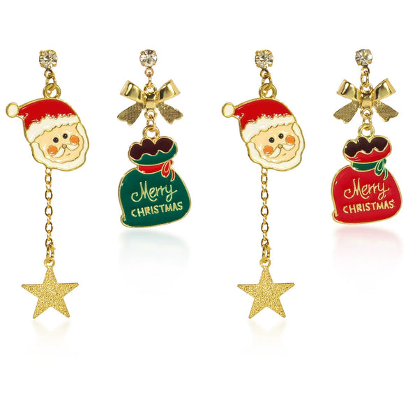 Alloy Cartoon Character Santa Claus Backpack Earrings For Women