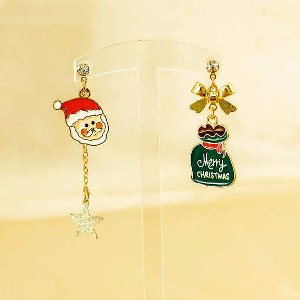 Alloy Cartoon Character Santa Claus Backpack Earrings For Women