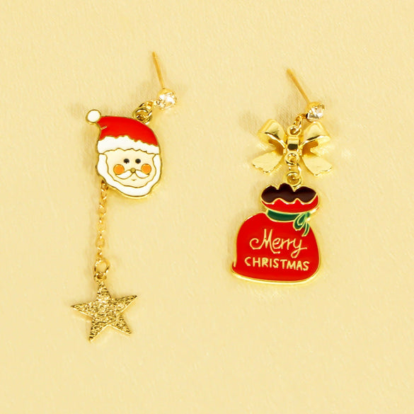 Alloy Cartoon Character Santa Claus Backpack Earrings For Women