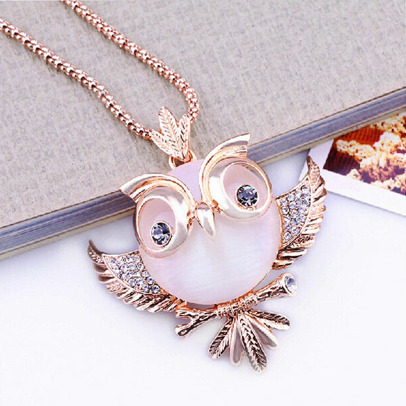 Alloy Cartoon Characters Owl Bird Long Necklace For Women