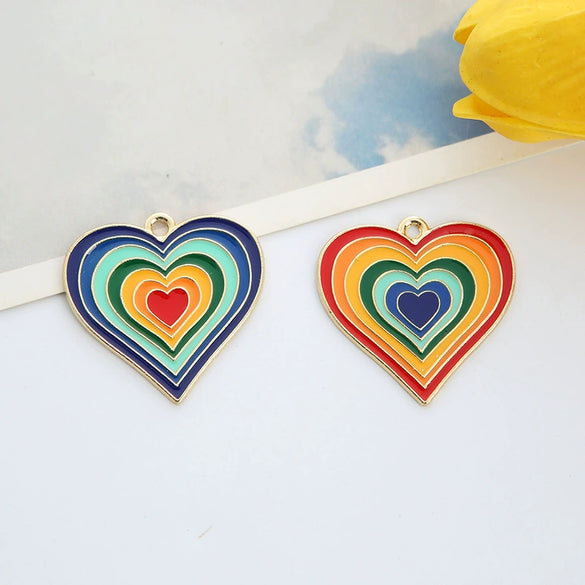 Alloy Cartoon Color Love Dripping Oil Diy Jewelry Accessories Necklace Pendant Earrings Bracelet Pendant