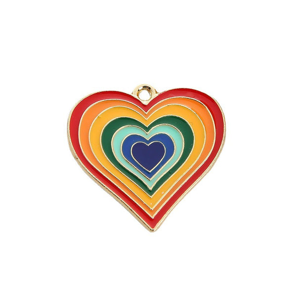 Alloy Cartoon Color Love Dripping Oil Diy Jewelry Accessories Necklace Pendant Earrings Bracelet Pendant
