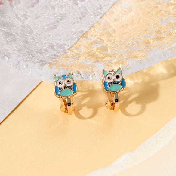 Alloy Cartoon Cute Dripping Oil Animal Flower Women's Ear Clips
