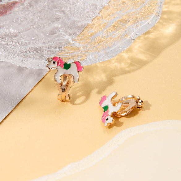 Alloy Cartoon Cute Dripping Oil Animal Flower Women's Ear Clips
