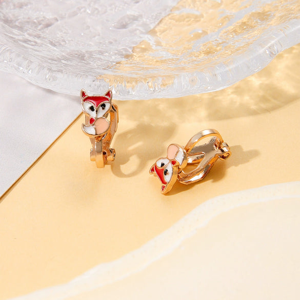 Alloy Cartoon Cute Dripping Oil Animal Flower Women's Ear Clips