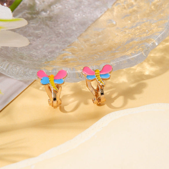 Alloy Cartoon Cute Dripping Oil Animal Flower Women's Ear Clips