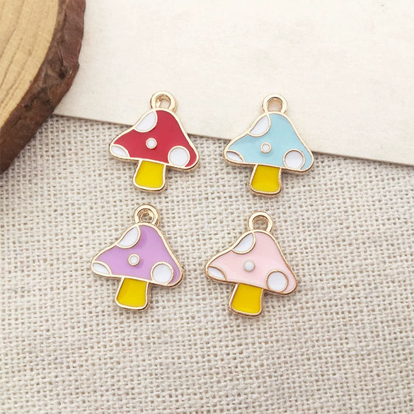 Alloy Cartoon Mushroom Dripping Oil Jewelry Pendant Accessories