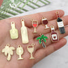 Alloy Cartoon Red Wine Bottle Coconut Tree Dripping Oil Pendant Jewelry Accessories